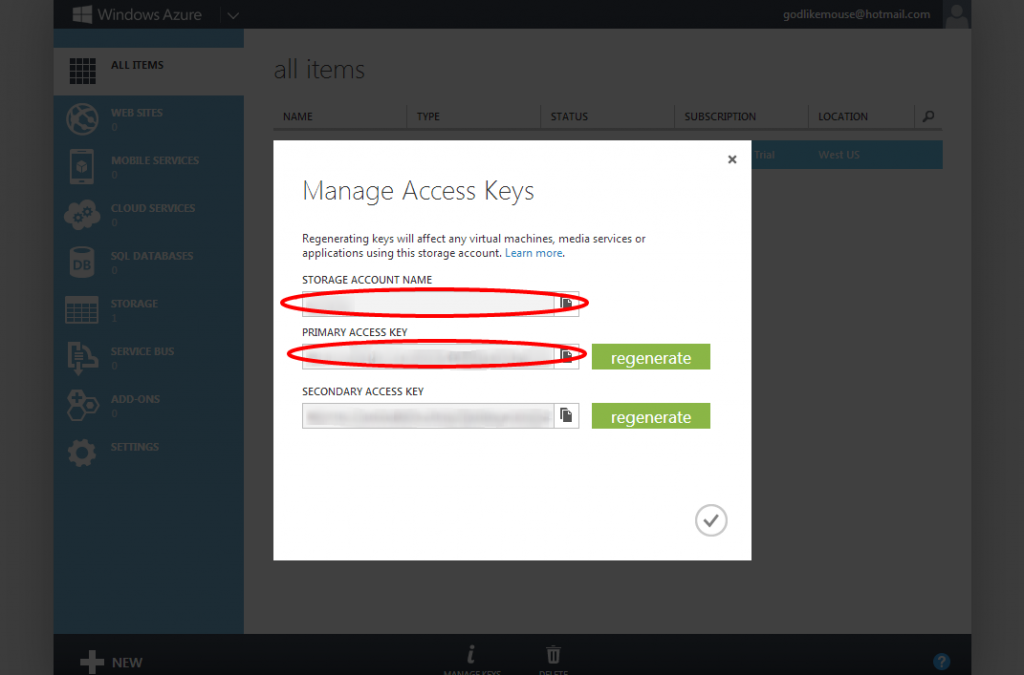 Windows Azure Keys